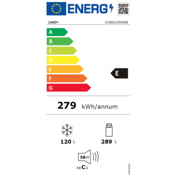 Candy ECN2CQTEB206 Ψυγειοκαταψύκτης 409lt Υ205xΠ59.5xΒ66.7cm Μαύρος Candy ECN2CQTEB206 Ψυγειοκαταψύκτης 409lt Υ205xΠ59.5xΒ66.7cm Μαύρος